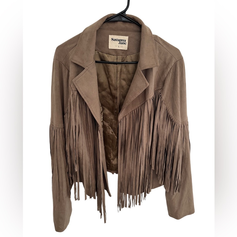 Savanna Jane Fringe Faux Suede Jacket